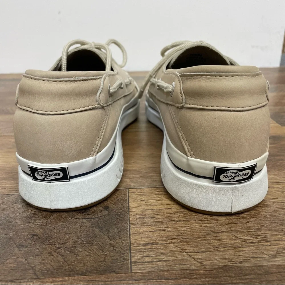 Sperry Men's Top Sider Beige Leather Boat Shoes Size 10.5